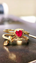 Load image into Gallery viewer, LUOWEND 18K Yellow Gold Real Natural Diamond and Ruby Bracelet for Women
