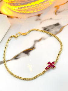 LUOWEND 18K Yellow Gold Natural Emerald Bracelet for Women