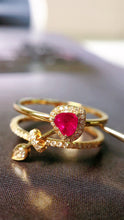 Load image into Gallery viewer, LUOWEND 18K Yellow Gold Real Natural Diamond and Ruby Bracelet for Women
