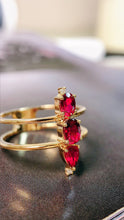Load image into Gallery viewer, LUOWEND 18K Yellow Gold Real Natural Ruby and Diamond Gemstone Ring for Women
