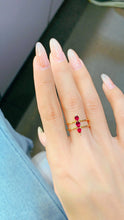 Load image into Gallery viewer, LUOWEND 18K Yellow Gold Real Natural Ruby and Diamond Gemstone Ring for Women
