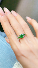 Load image into Gallery viewer, LUOWEND 18K White Gold Real Natural Emerald Ring for Women
