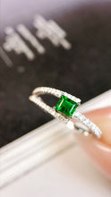 Load image into Gallery viewer, LUOWEND 18K White Gold Real Natural Emerald Ring for Women
