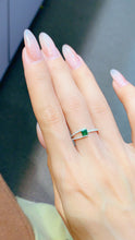 Load image into Gallery viewer, LUOWEND 18K White Gold Real Natural Emerald Ring for Women
