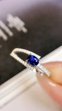 Load image into Gallery viewer, LUOWEND 18K White Gold Real Natural Sapphire Ring for Women
