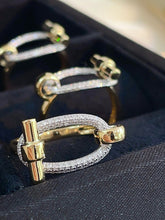 Load image into Gallery viewer, LUOWEND 18K White+Yellow Gold Natural Diamond Ring for Women
