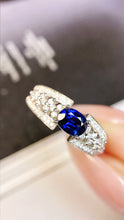Load image into Gallery viewer, LUOWEND 18K White Gold Real Natural Sapphire Ring for Women
