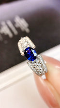 Load image into Gallery viewer, LUOWEND 18K White Gold Real Natural Sapphire Ring for Women
