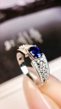 Load image into Gallery viewer, LUOWEND 18K White Gold Real Natural Sapphire Ring for Women

