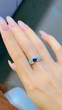 Load image into Gallery viewer, LUOWEND 18K White Gold Real Natural Sapphire Ring for Women
