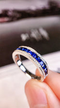 Load image into Gallery viewer, LUOWEND 18K White Gold Real Natural Sapphire Ring for Women

