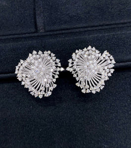 LUOWEND 18K White Gold Natural Diamond Earrings for Women