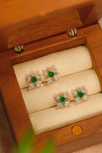 Load image into Gallery viewer, LUOWEND 18K Yellow Gold Real Natural Emerald and Diamond Gemstone Earrings for Women
