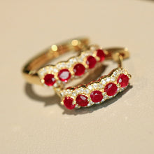 Load image into Gallery viewer, LUOWEND 18K Yellow Gold Fine Jewelry Natural Ruby Earrings for Women

