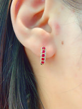 Load image into Gallery viewer, LUOWEND 18K Yellow Gold Fine Jewelry Natural Ruby Earrings for Women
