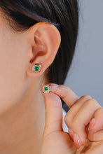 Load image into Gallery viewer, LUOWEND 18K Yellow Gold Real Natural Emerald and Diamond Gemstone Earrings for Women
