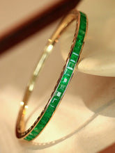 Load image into Gallery viewer, LUOWEND 18K Yellow Gold Natural Emerald Bangle for Women
