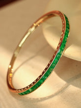 Load image into Gallery viewer, LUOWEND 18K Yellow Gold Natural Emerald Bangle for Women

