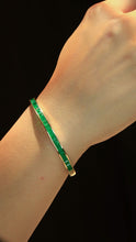 Load image into Gallery viewer, LUOWEND 18K Yellow Gold Natural Emerald Bangle for Women
