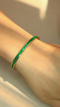 Load image into Gallery viewer, LUOWEND 18K Yellow Gold Natural Emerald Bangle for Women
