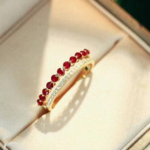 Load image into Gallery viewer, LUOWEND 18K Yellow Gold Fine Jewelry Natural Ruby Ring for Women
