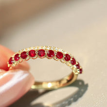 Load image into Gallery viewer, LUOWEND 18K Yellow Gold Fine Jewelry Natural Ruby Ring for Women
