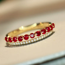Load image into Gallery viewer, LUOWEND 18K Yellow Gold Fine Jewelry Natural Ruby Ring for Women
