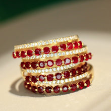 Load image into Gallery viewer, LUOWEND 18K Yellow Gold Fine Jewelry Natural Ruby Ring for Women
