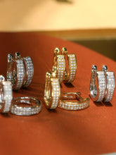 Load image into Gallery viewer, LUOWEND 18K White or Yellow Gold Natural Diamond Hoop Earrings for Women
