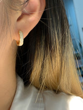 Load image into Gallery viewer, LUOWEND 18K White or Yellow Gold Natural Diamond Hoop Earrings for Women
