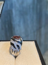 Load image into Gallery viewer, LUOWEND 18K White Gold Natural Diamond and Tourmaline Ring for Women
