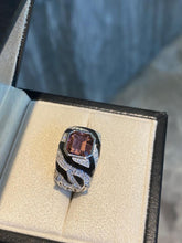 Load image into Gallery viewer, LUOWEND 18K White Gold Natural Diamond and Tourmaline Ring for Women
