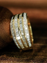 Load image into Gallery viewer, LUOWEND 18K White/Yellow Gold Fine Jewelry Real Natural Diamond Ring for Women
