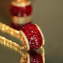 Load image into Gallery viewer, LUOWEND 18K Yellow Gold Natural Ruby Pendant for Women
