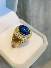 Load image into Gallery viewer, LUOWEND 18K Yellow Gold Naturl Opal Ring for Women
