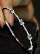 Load image into Gallery viewer, LUOWEND 18K White Gold Real Natural Diamond Bangle for Women
