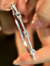 Load image into Gallery viewer, LUOWEND 18K White Gold Real Natural Diamond Bangle for Women
