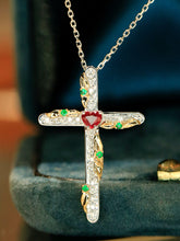 Load image into Gallery viewer, LUOWEND 18K White+Yellow Gold Natural Ruby Pendant for Women
