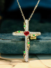 Load image into Gallery viewer, LUOWEND 18K White+Yellow Gold Natural Ruby Pendant for Women
