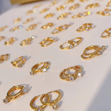 Load image into Gallery viewer, LUOWEND 18K White or Yellow Gold Real Natural Diamond Earrings for Women
