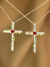 Load image into Gallery viewer, LUOWEND 18K White+Yellow Gold Natural Ruby Pendant for Women
