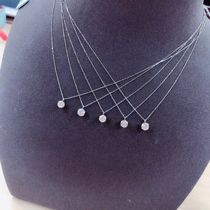 LUOWEND Platinum Necklace Real Natural Diamond Necklace for Women