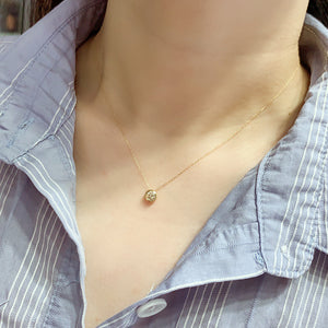 LUOWEND Yellow Gold Real Natural Diamond Pendant Necklace for Women