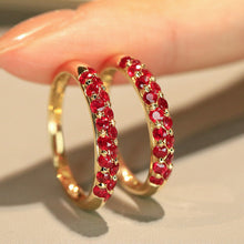 Load image into Gallery viewer, LUOWEND 18K Yellow Gold Natural Ruby Ring for Women
