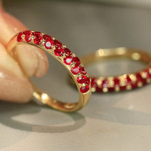 Load image into Gallery viewer, LUOWEND 18K Yellow Gold Natural Ruby Ring for Women
