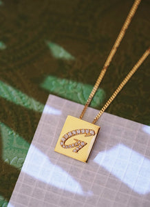 LUOWEND 18K Yellow Gold Real Natural Diamond Pendant Necklace for Women