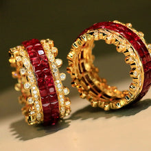 Load image into Gallery viewer, LUOWEND 18K Yellow Gold Natural Ruby Ring for Women
