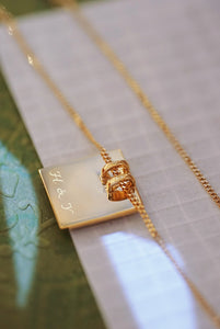 LUOWEND 18K Yellow Gold Real Natural Diamond Pendant Necklace for Women