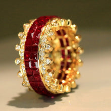 Load image into Gallery viewer, LUOWEND 18K Yellow Gold Natural Ruby Ring for Women
