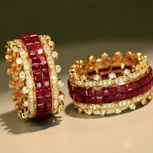Load image into Gallery viewer, LUOWEND 18K Yellow Gold Natural Ruby Ring for Women
